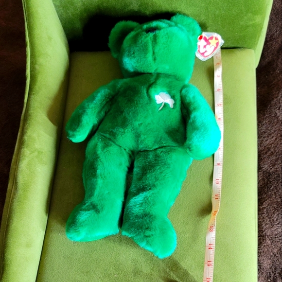 TY BEANIE BABY Erin *ULTRA RARE *Vtg Collectible  Green  BEAR 1996 14" NWT - Picture 9 of 10